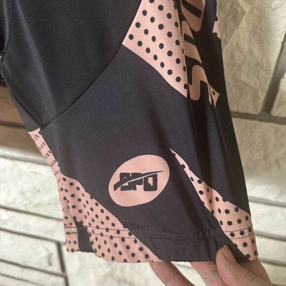 SPONEED Mens XL Padded Bicycle Cycling Shorts Black & Peach - Picture 2 of 7